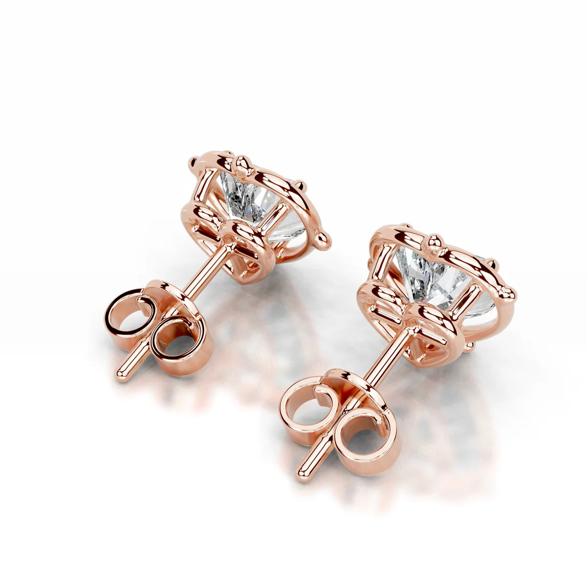 Rose :: Heart Shape Lab Grown Diamond Stud Earrings in Rose Gold | Unii Jewels