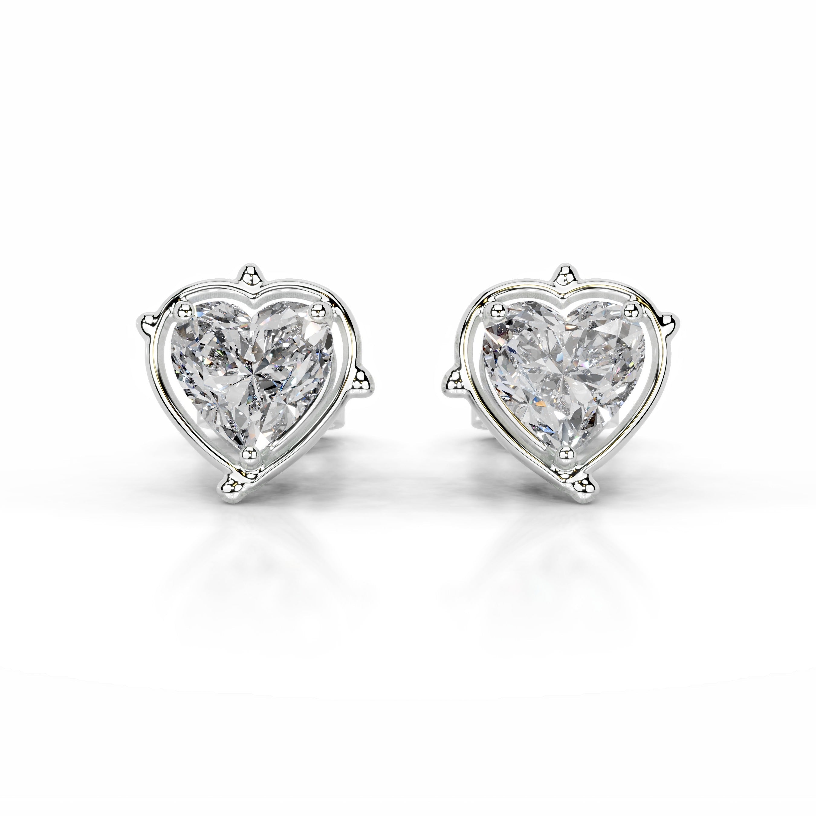 White :: Heart Shape Lab Grown Diamond Stud Earrings in White Gold | Unii Jewels