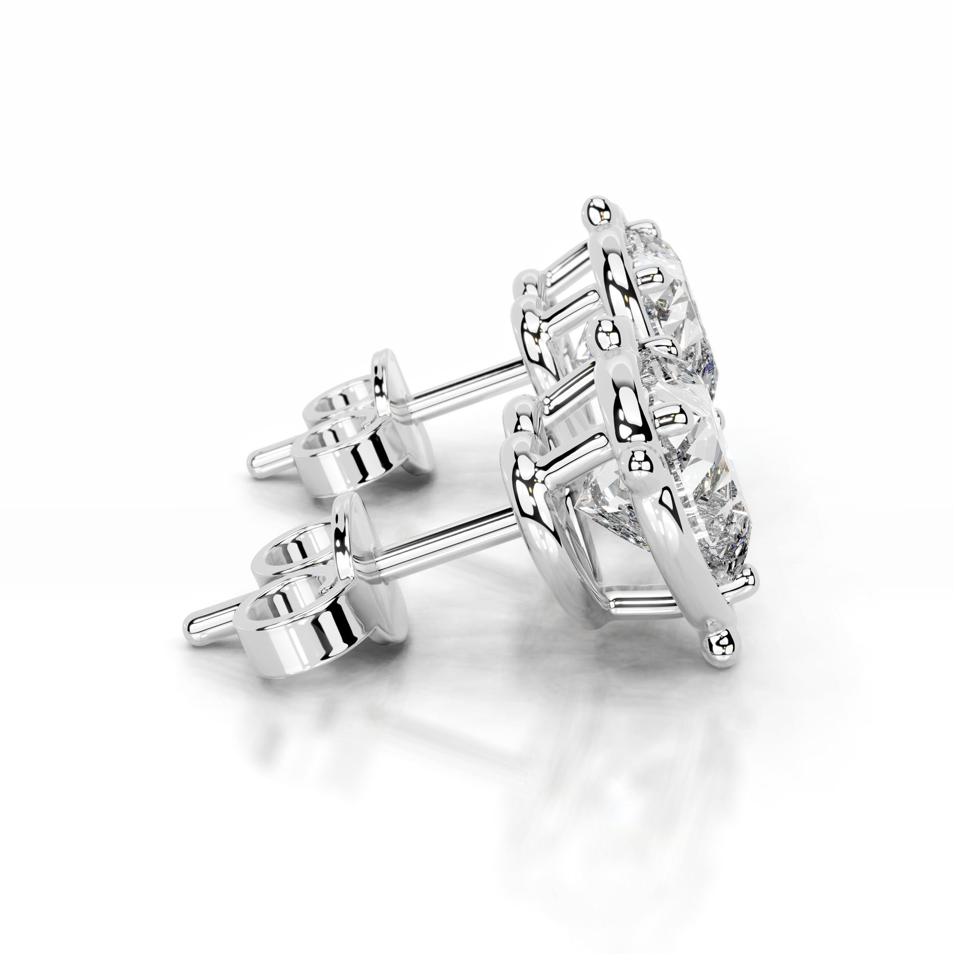 White :: Heart Shape Lab Grown Diamond Stud Earrings in White Gold | Unii Jewels