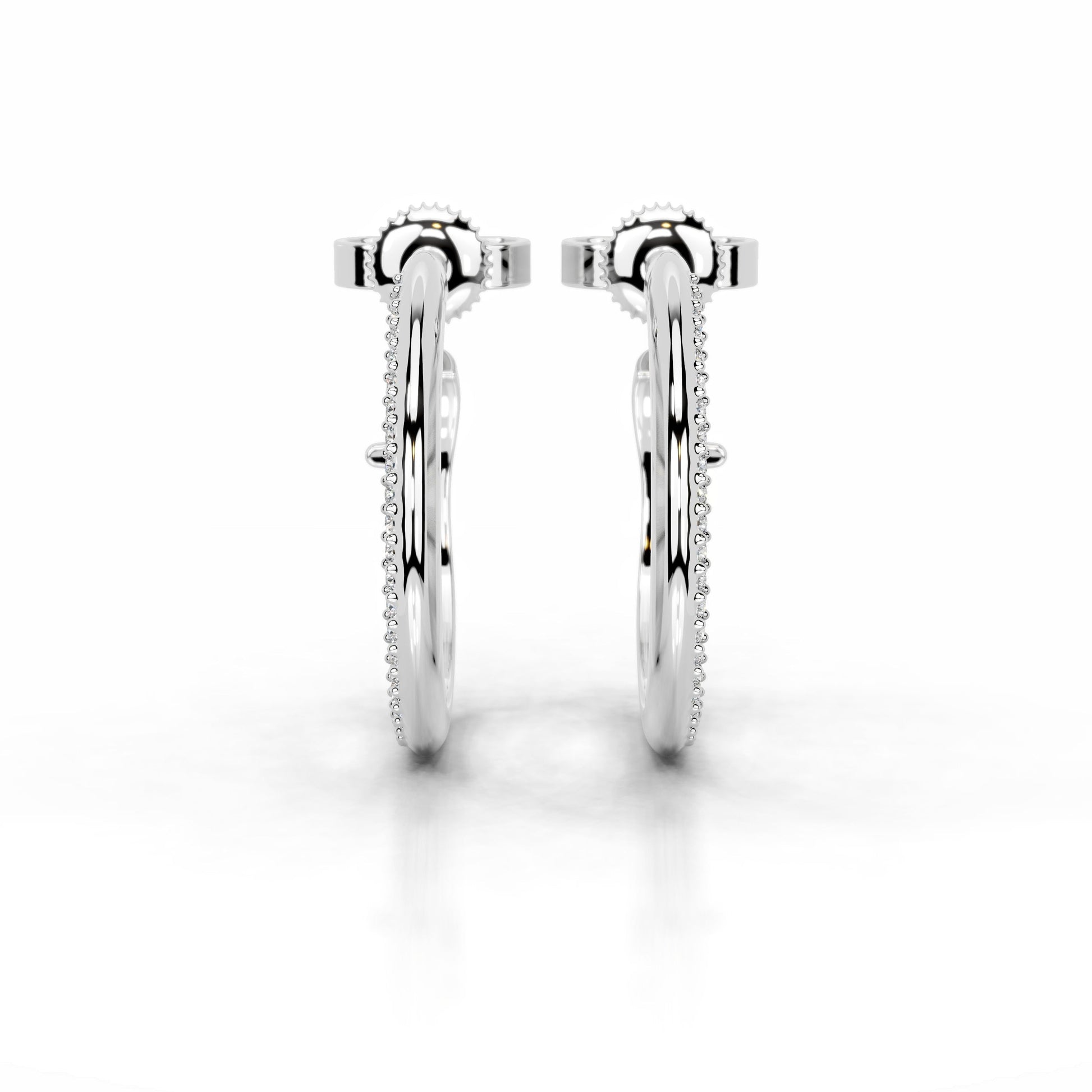 White :: nature inspired lab grown diamond hoop earrings open circle design IGI certified diamonds silver gold platinum