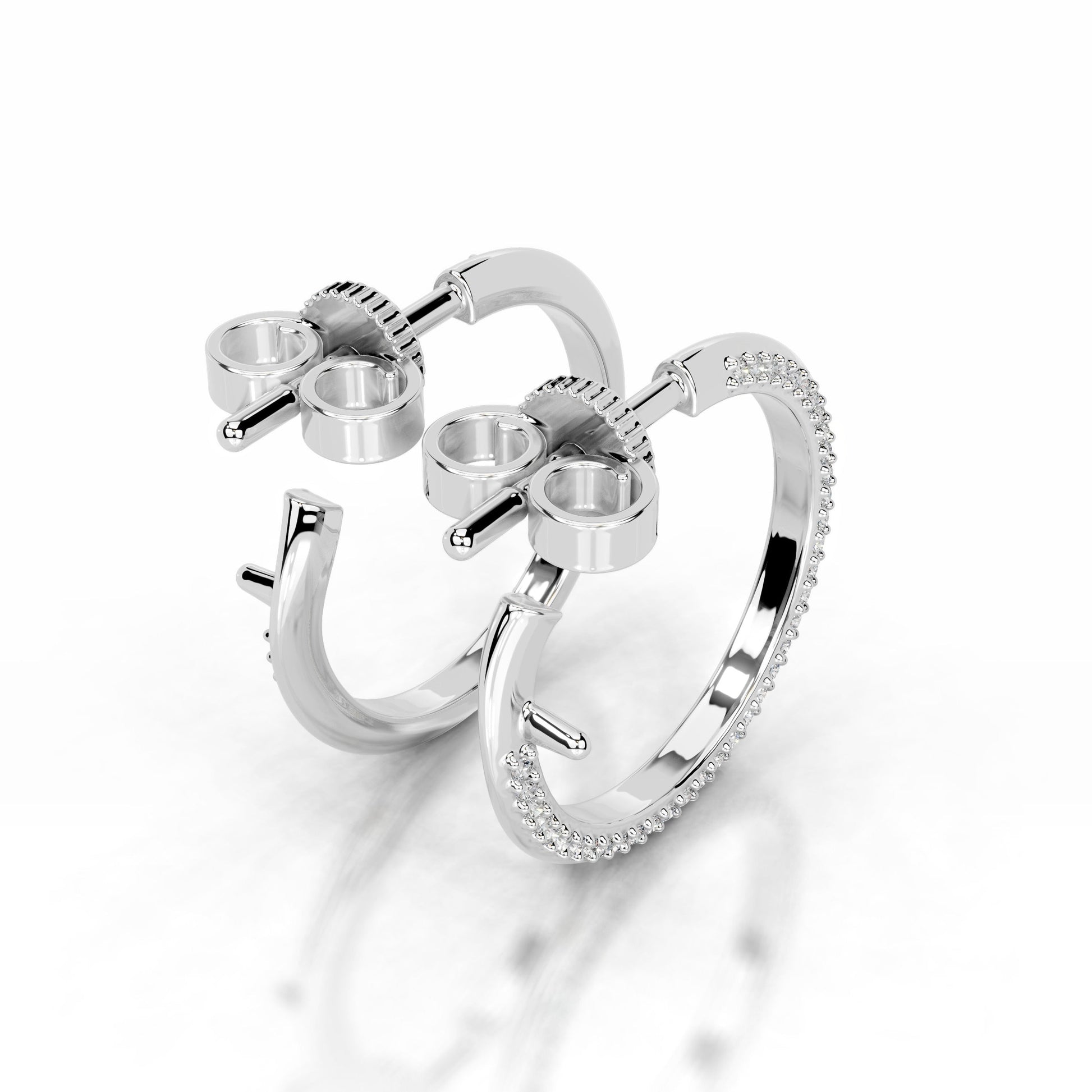 White :: IGI certified lab grown diamond earrings open circle hoop style elegant modern jewelry design