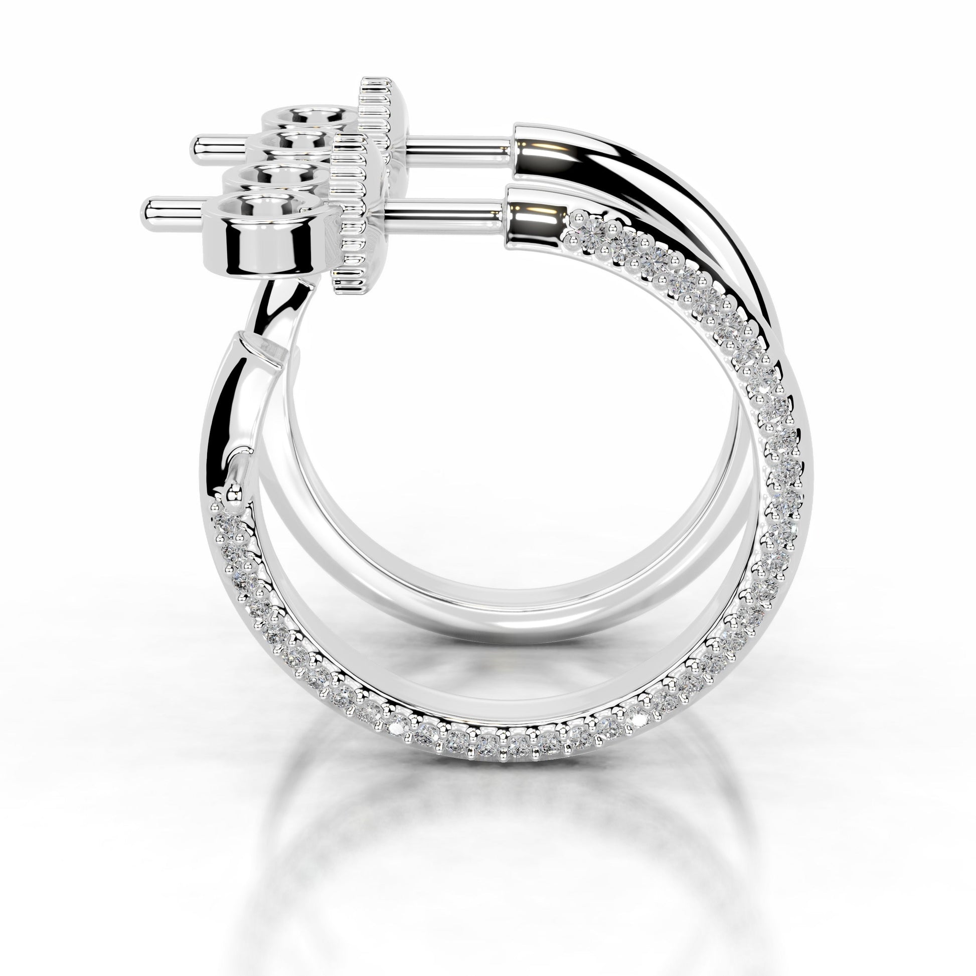 White :: diamond hoop earrings with nature inspired branch detail lab grown diamonds eco friendly fine jewelry