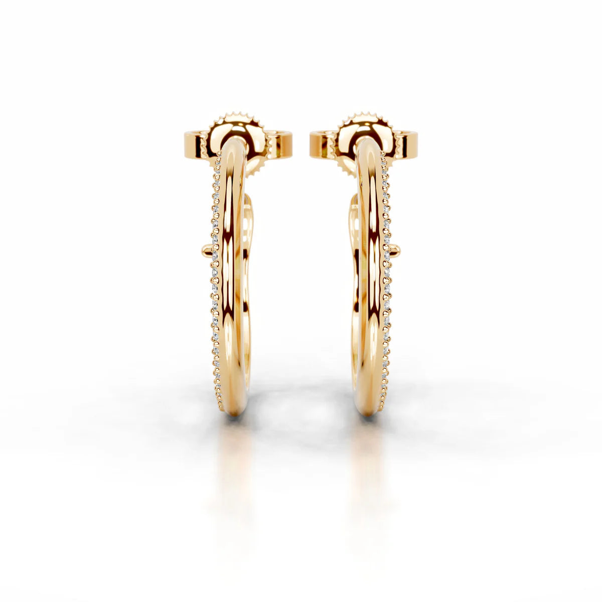 Yellow :: lightweight lab grown diamond hoop earrings comfortable open circle design silver gold platinum options