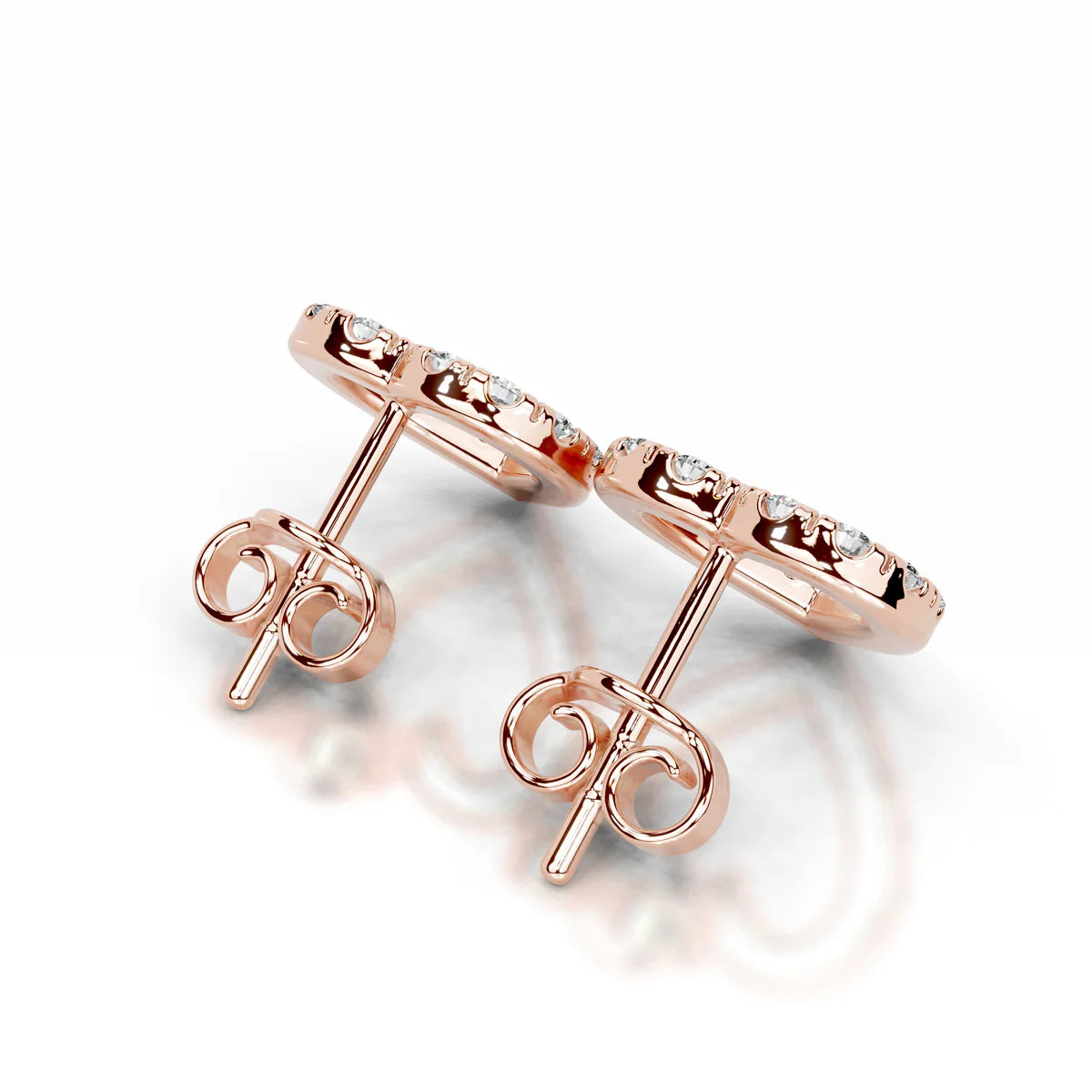 Rose :: elegant petite diamond studs lab grown 0.4 carat round brilliant white gold refined fine jewelry
