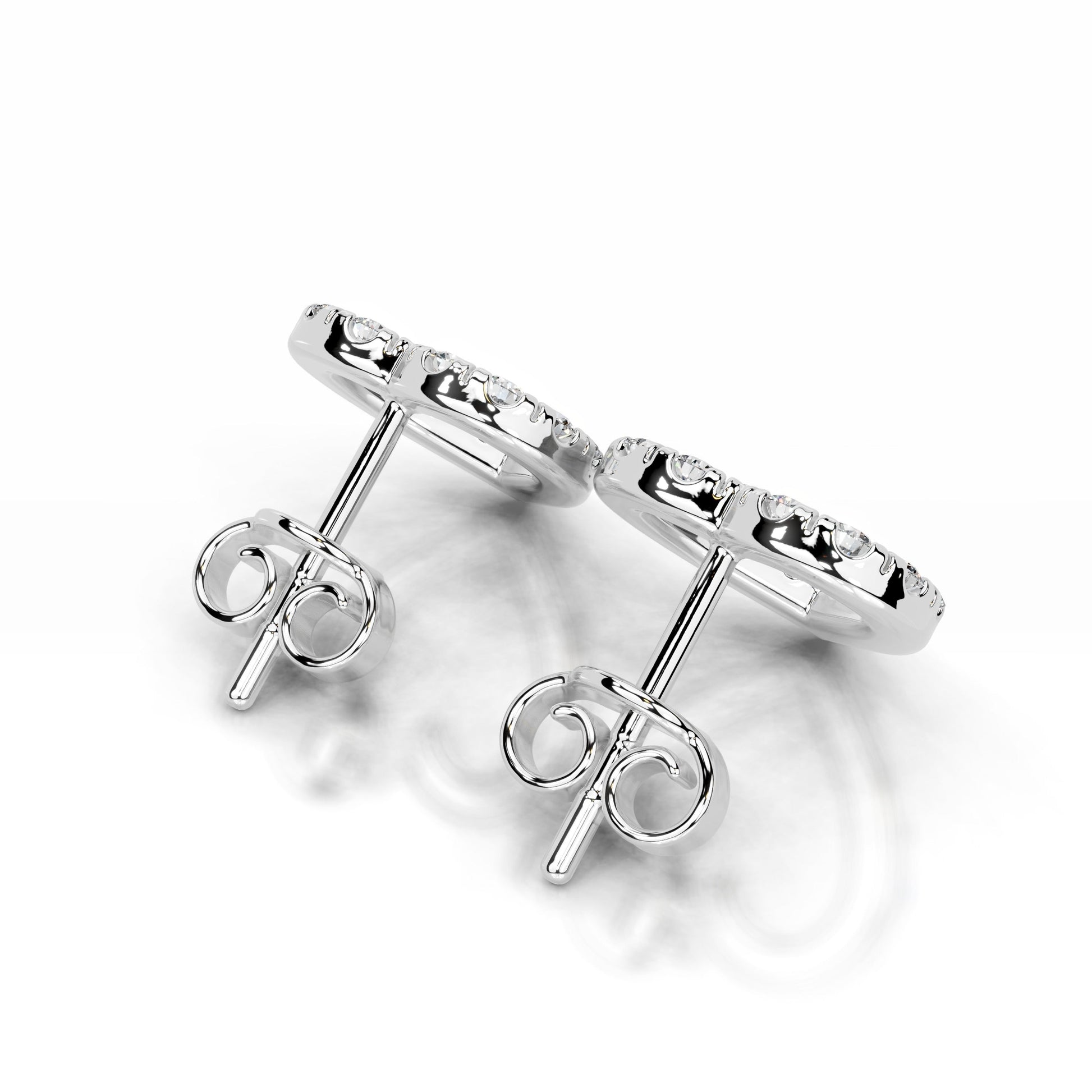 White :: 0.4ct round diamond stud earrings lab grown solitaire white gold lightweight daily wear jewelry