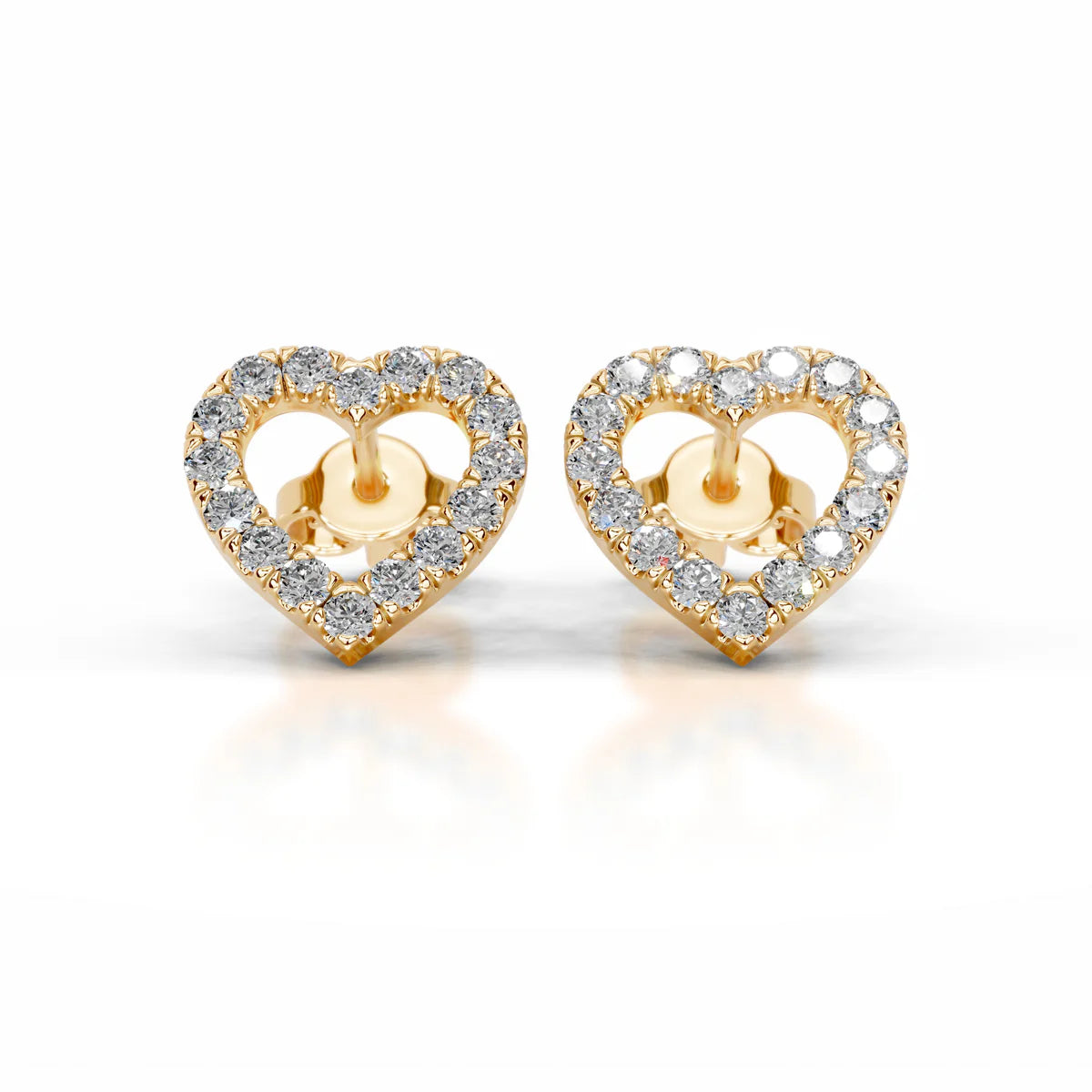 Yellow :: petite diamond stud earrings lab grown 0.4ct round cut 14k white gold elegant everyday jewelry
