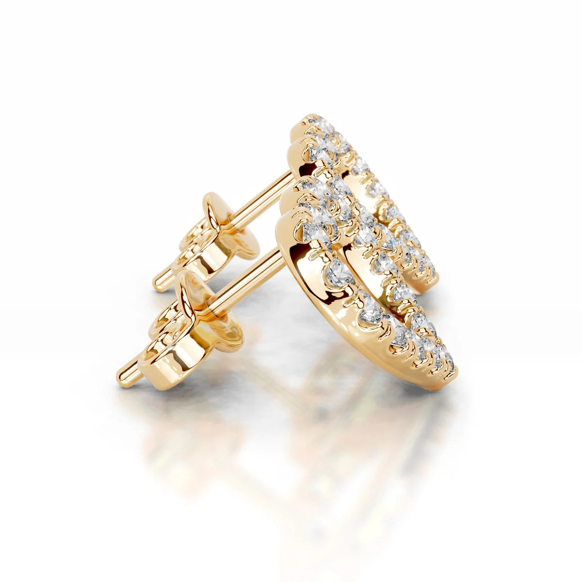 Yellow :: classic round lab grown diamond studs 0.4ct white gold minimal elegant jewelry for daily styling