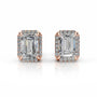 Rose:: emerald cut halo lab grown diamond stud earrings crafted for maximum brilliance and shine timeless fine jewelry statement earrings