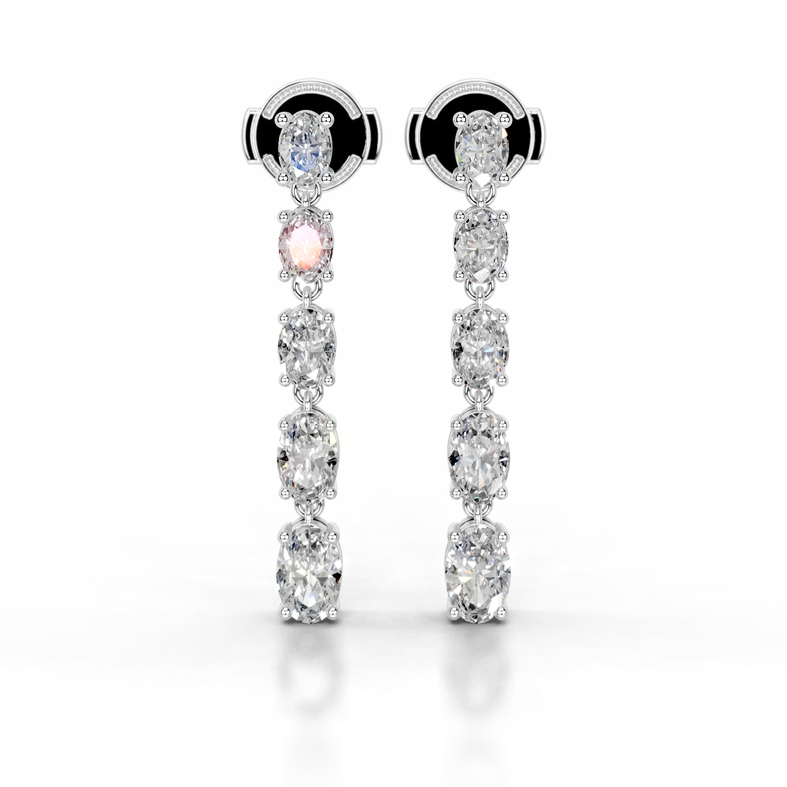 White :: oval lab grown diamond drop earrings 1.4ct total weight white gold delicate dangling fine jewelry