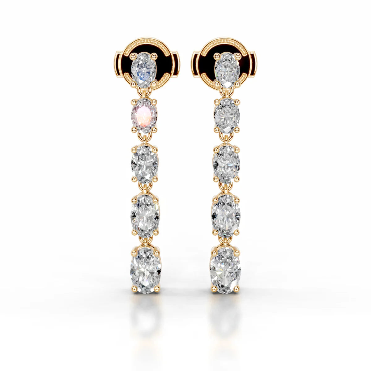 Yellow :: modern lab grown diamond drop earrings 1.4ct oval multi stone white gold elegant women jewelry