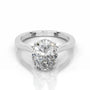White :: Orinique oval hidden halo lab grown diamond engagement ring IGI certified