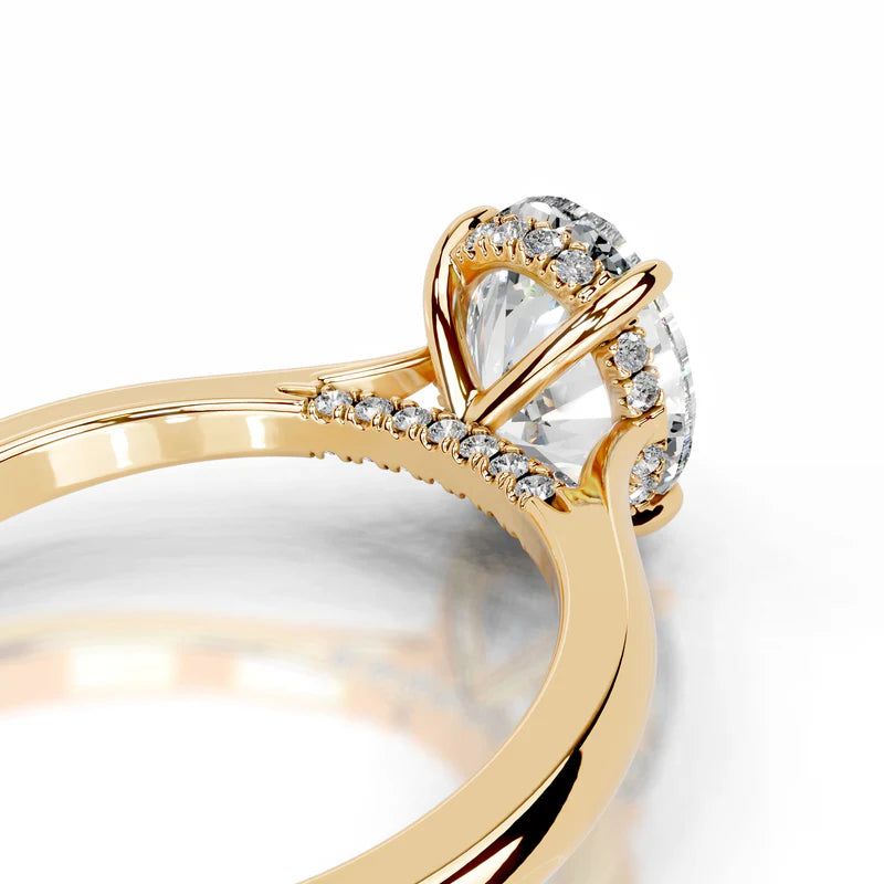 Yellow :: luxury Orinique oval lab diamond hidden halo engagement ring bridal