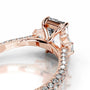 Rose :: handcrafted emerald lab diamond three stone ring anniversary engagement ring