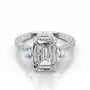 White :: Veloura emerald lab grown diamond three stone ring IGI certified engagement ring
