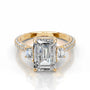 Yellow :: fine jewelry emerald cut three stone lab grown diamond ring women engagement