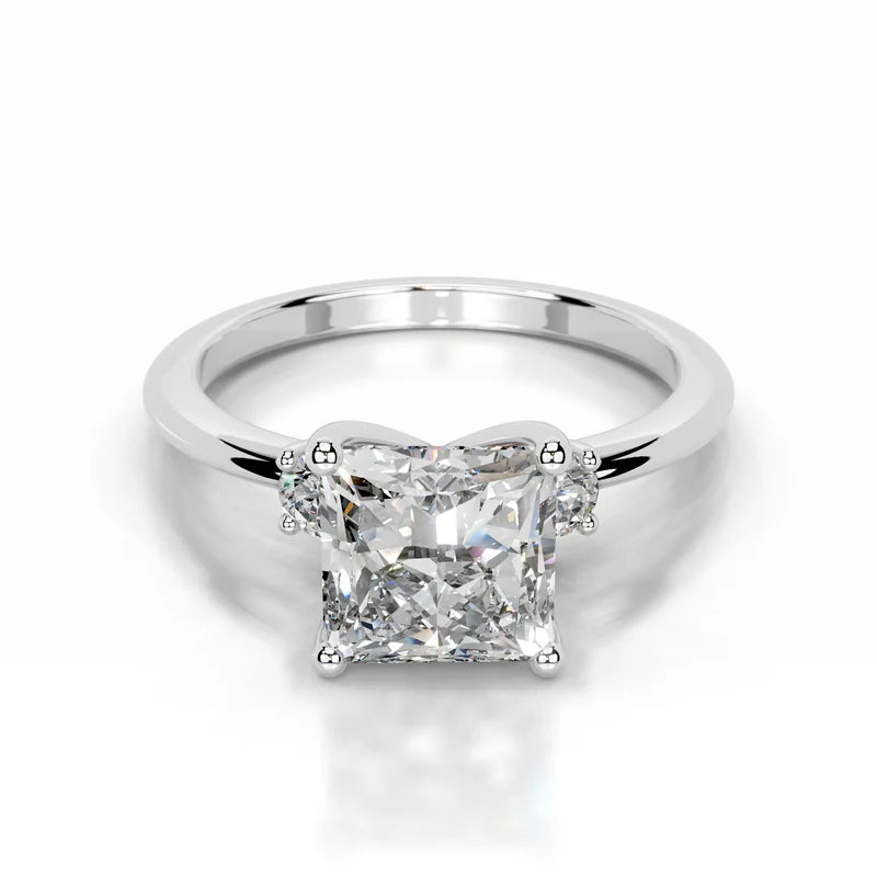 White :: Marovique princess lab grown diamond three stone engagement ring IGI certified