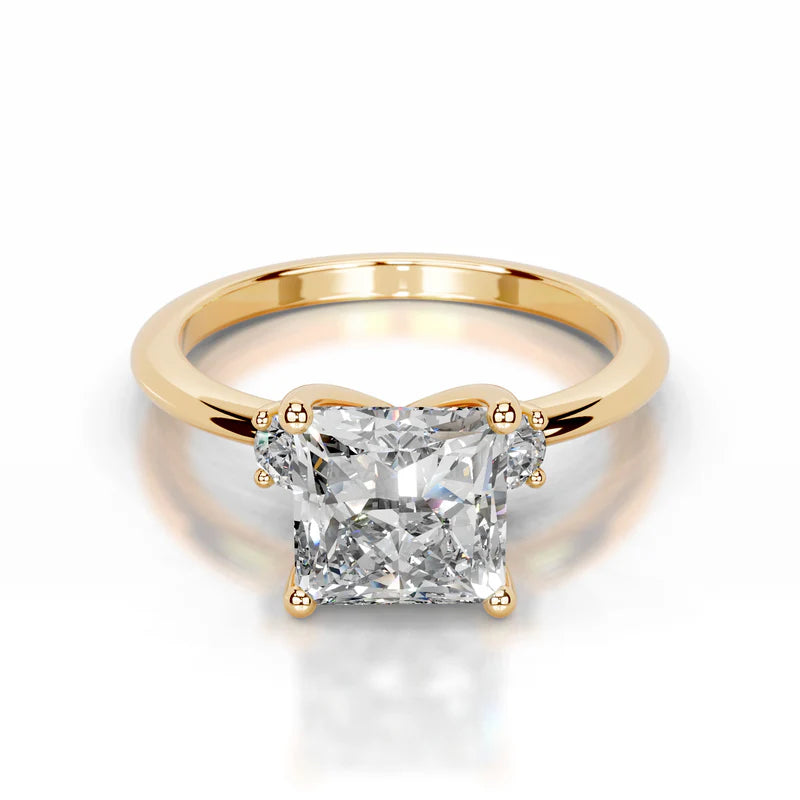 Yellow :: fine jewelry princess cut three stone lab grown diamond ring women engagement
