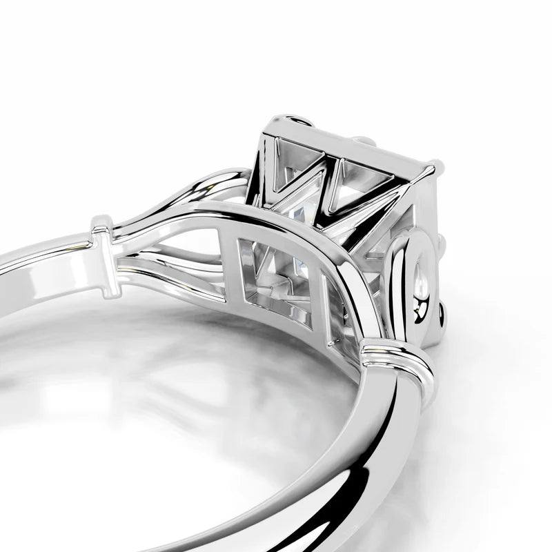 White :: princess lab grown diamond solitaire engagement ring sparkle white gold band