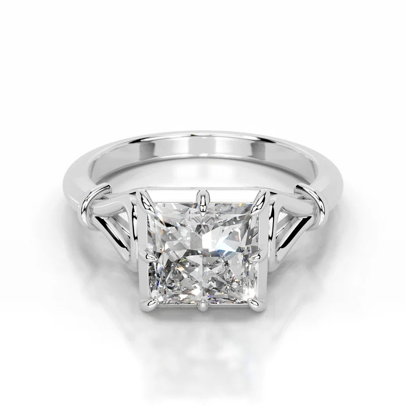 White :: Arvellae princess solitaire lab grown diamond engagement ring IGI certified