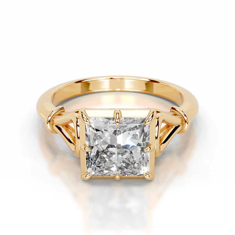 Yellow :: handcrafted princess solitaire lab diamond engagement ring luxury fine jewelry