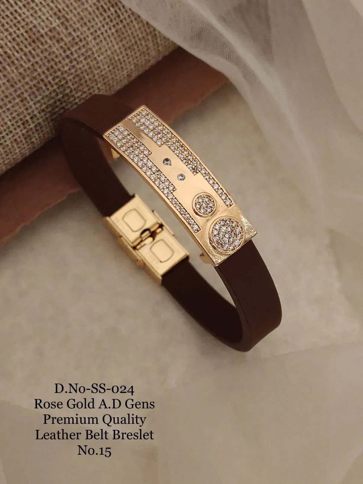 Rose Gold A.D. Gent's Premium Quality Leather Belt Bracelet