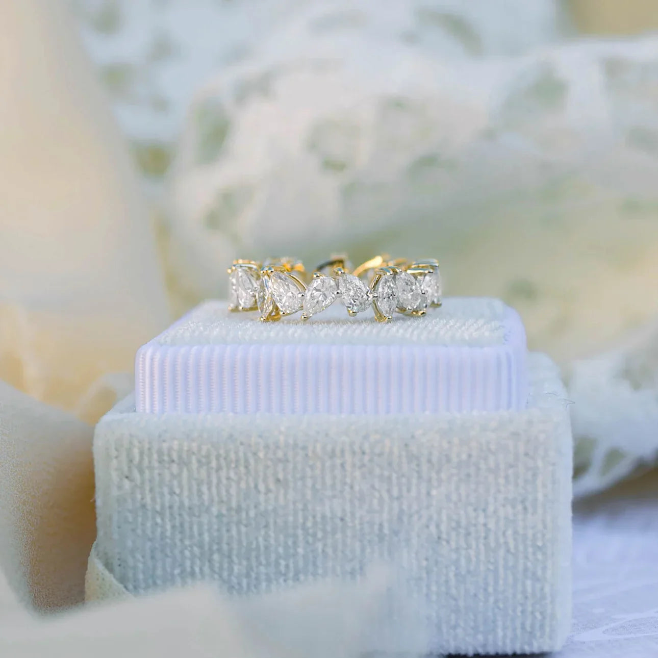 Marquise And Pear lab Grown Diamond Lauren Eternity Band, EF Color, VS Clarity