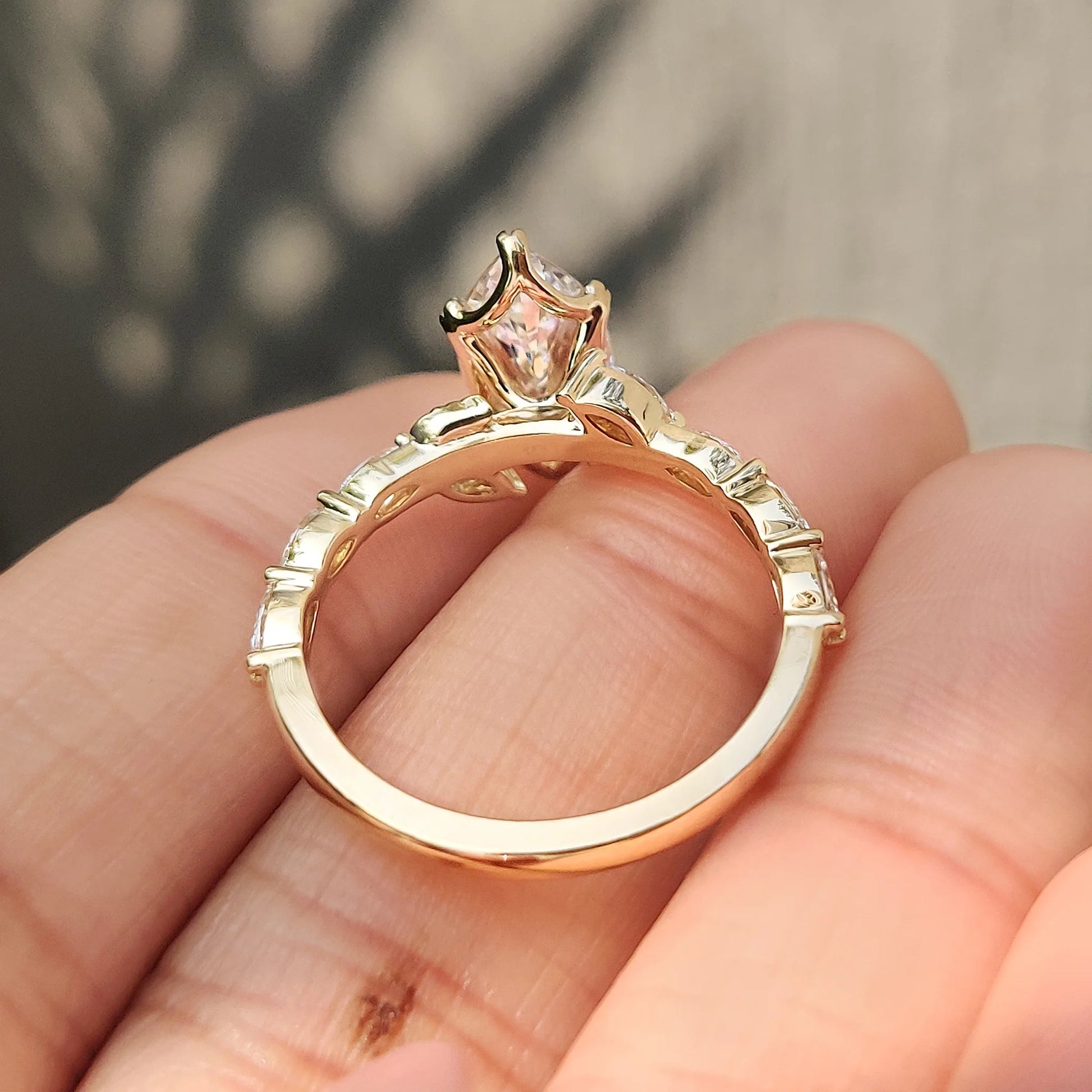 Common :: IGI certified marquise lab grown diamond ring with nature-inspired craftsmanship and exceptional sparkle.