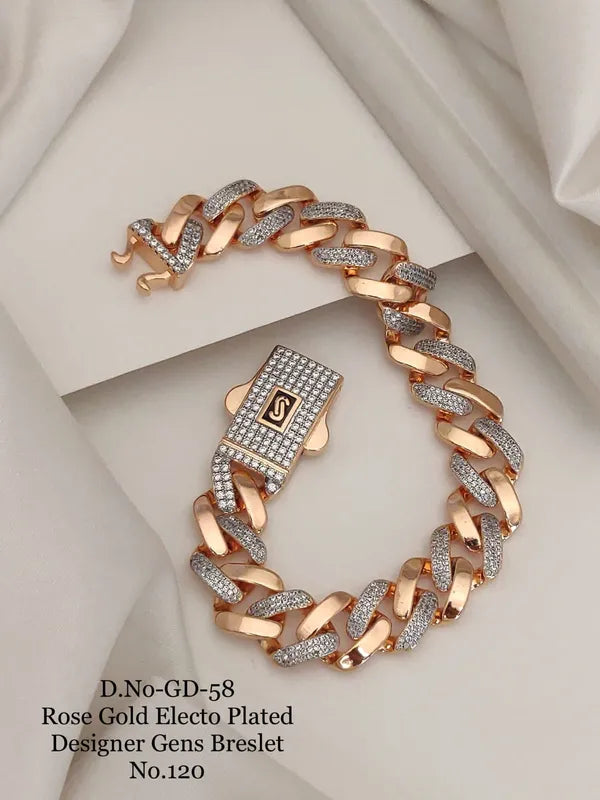 Rose Gold Electo Plated Designer Cuban Bracelet