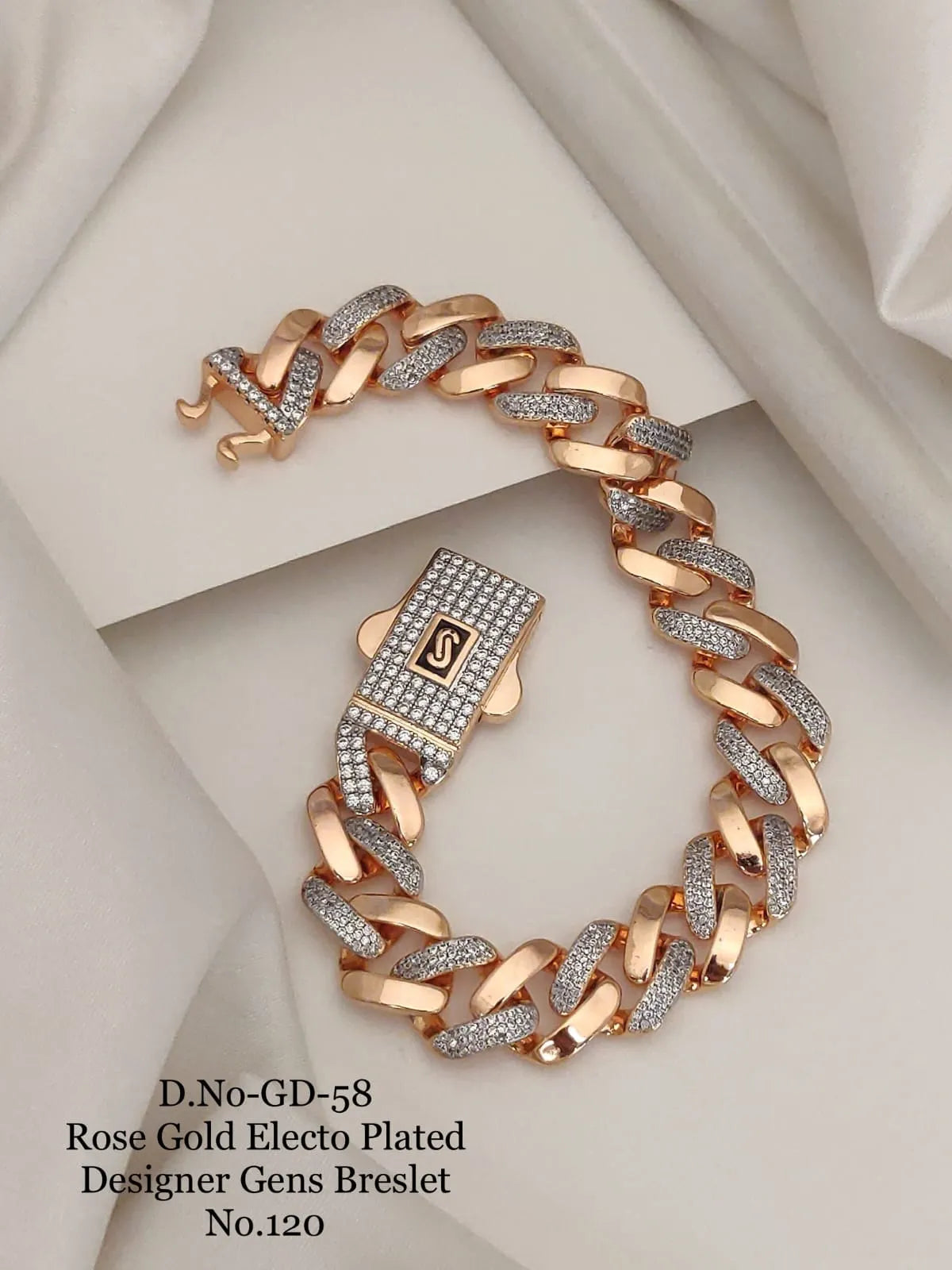 Rose Gold Electo Plated Designer Cuban Bracelet