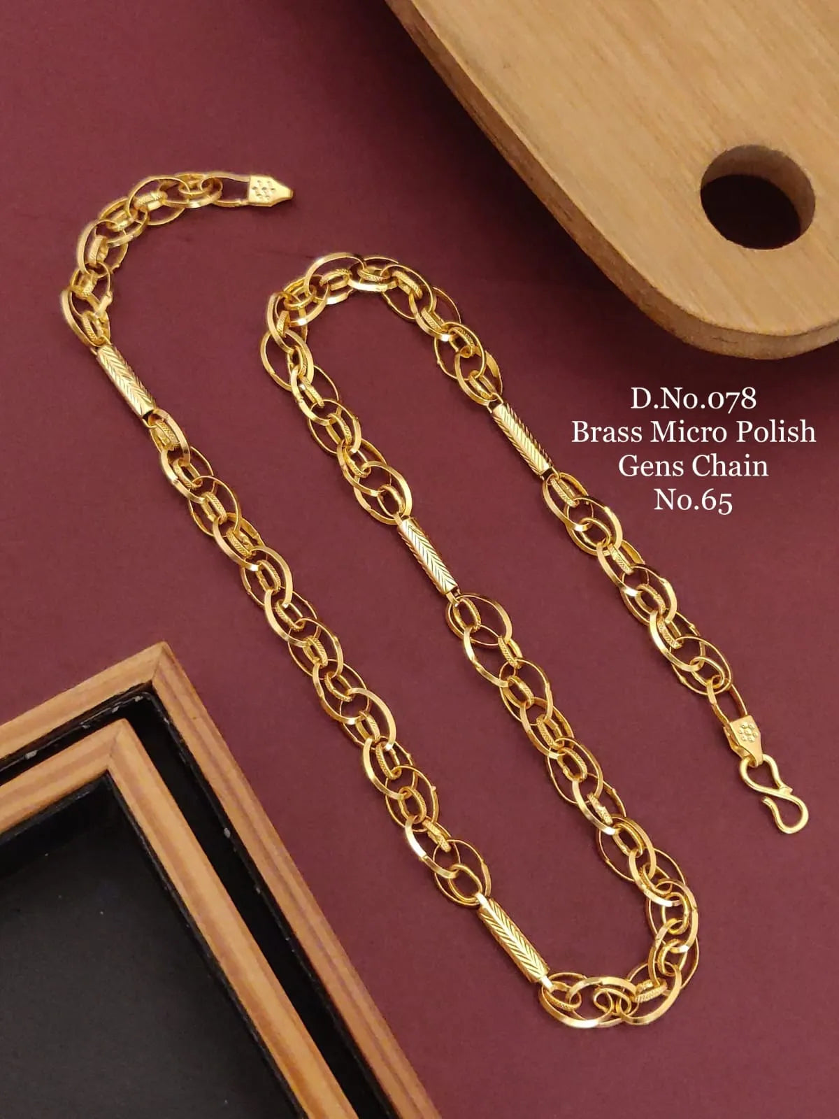 Simply Straight Double Ring Pipe Design Gold Plated Premium Waterproof Chain For Men