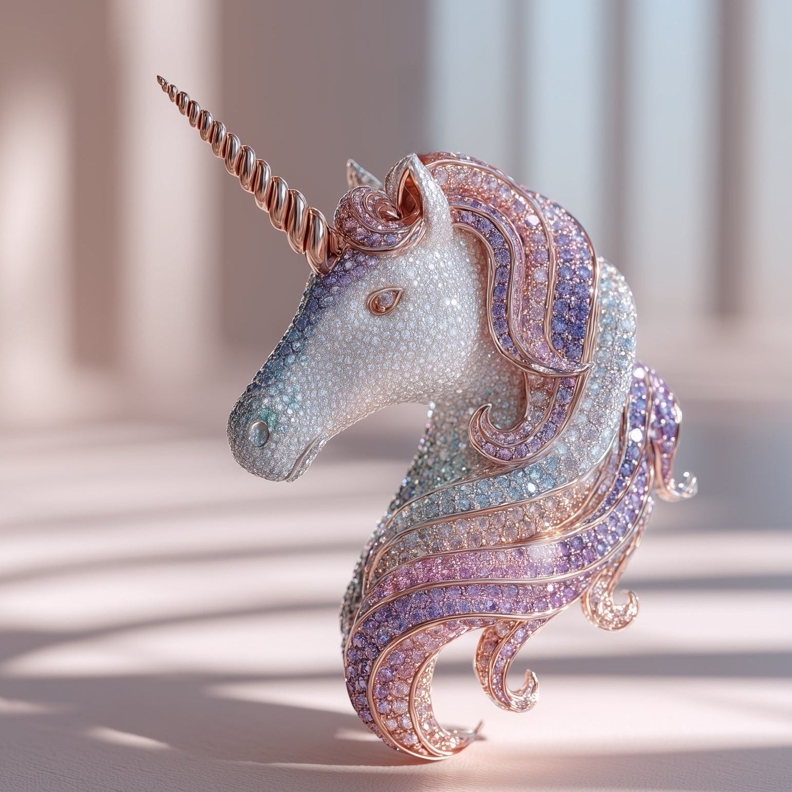 Mystic Unicorn Lab Grown Diamond Brooch | IGI Certified EF VS | 14KT Yellow Gold Luxury Statement Pin