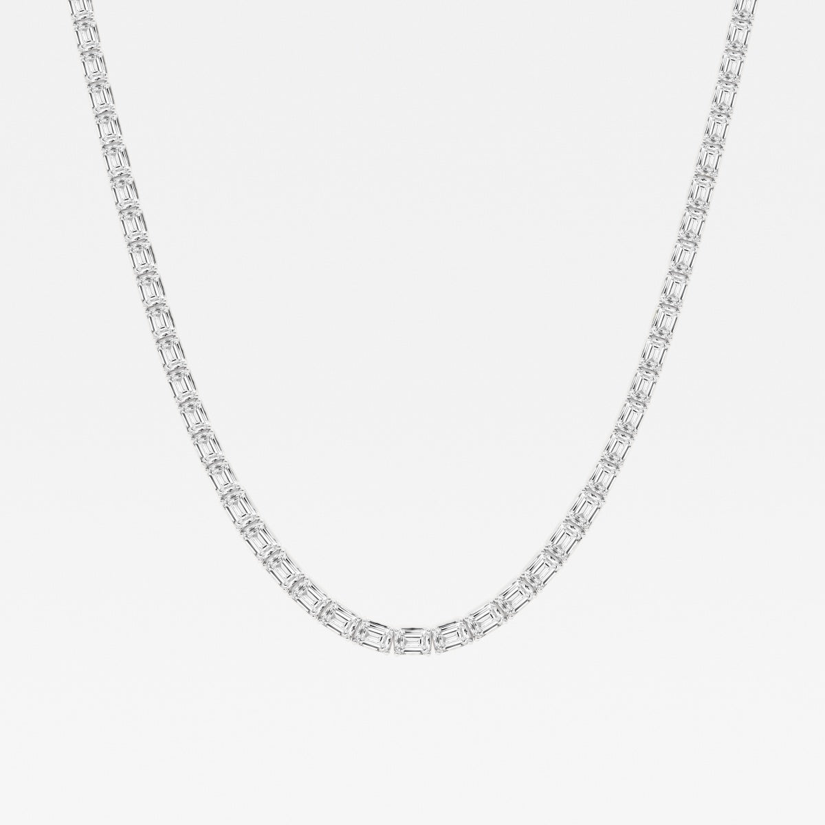 Emerald Lab Grown Diamond Graduated Tennis Necklace, EF Color, VS Clarity, IGI Certified