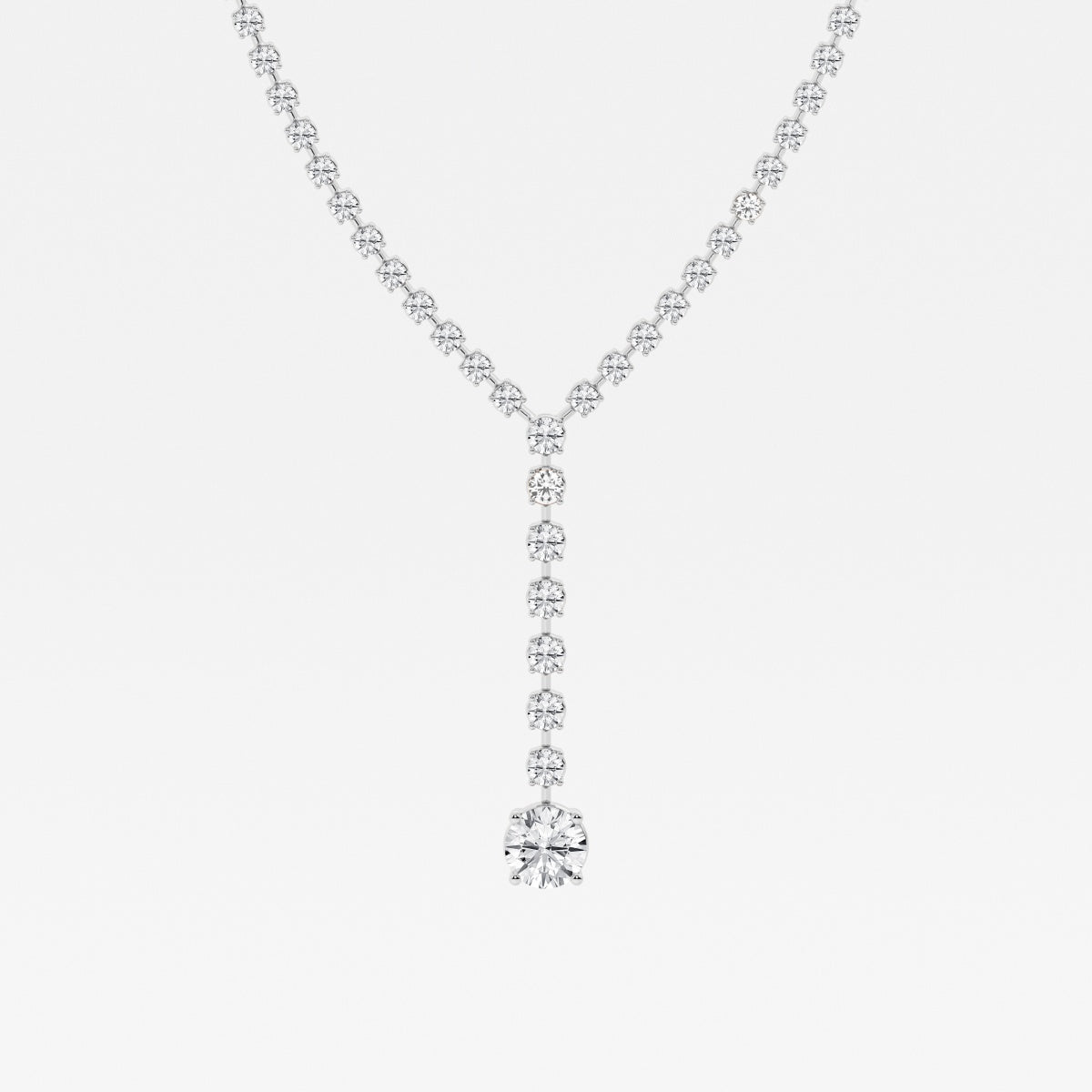 Round Lab Grown Diamond Lariat Tennis Necklace, EF Color, VS Clarity, IGI Certified
