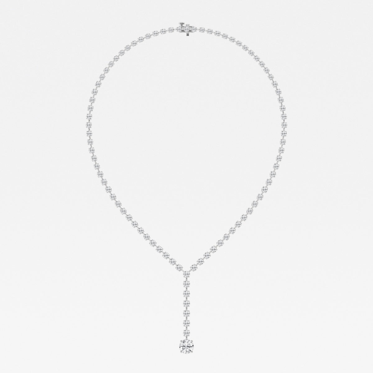Round Lab Grown Diamond Lariat Tennis Necklace, EF Color, VS Clarity, IGI Certified