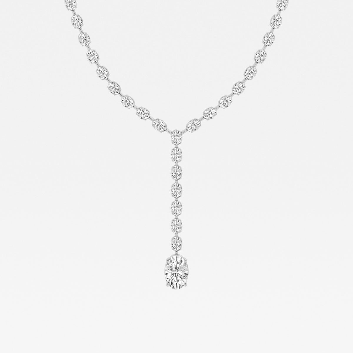 Oval Lab Grown Diamond Tennis Necklace, EF Color, VS Clarity - IGI Certificate