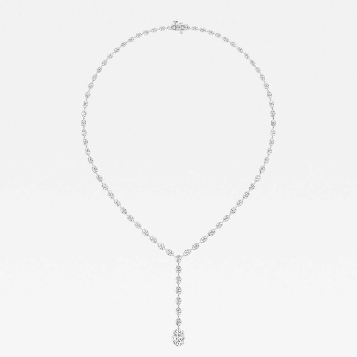 Oval Lab Grown Diamond Tennis Necklace, EF Color, VS Clarity - IGI Certificate