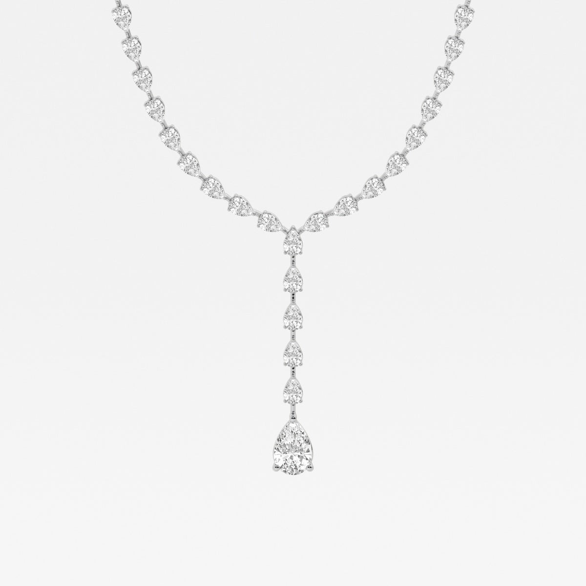 Pear Lab Grown Diamond Lariat Tennis Necklace, EF Color, VS Clarity, IGI Certified