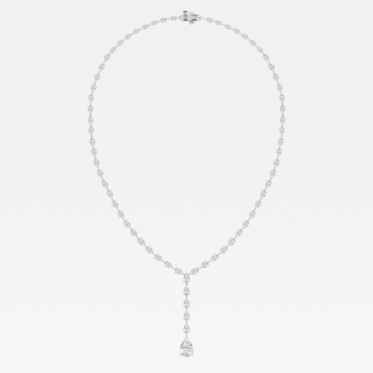 Pear Lab Grown Diamond Lariat Tennis Necklace, EF Color, VS Clarity, IGI Certified