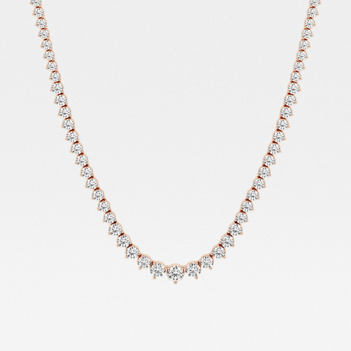 Round Lab Grown Diamond Graduated Riviera Fashion Necklace, EF Color, VS Clarity, IGI Certified