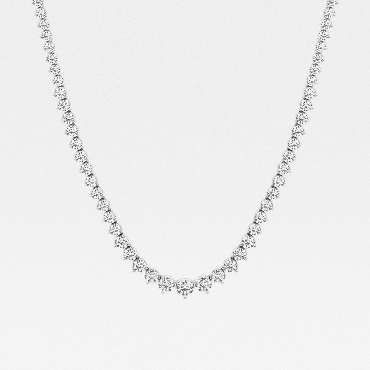 Round Lab Grown Diamond Graduated Riviera Fashion Necklace, EF Color, VS Clarity, IGI Certified