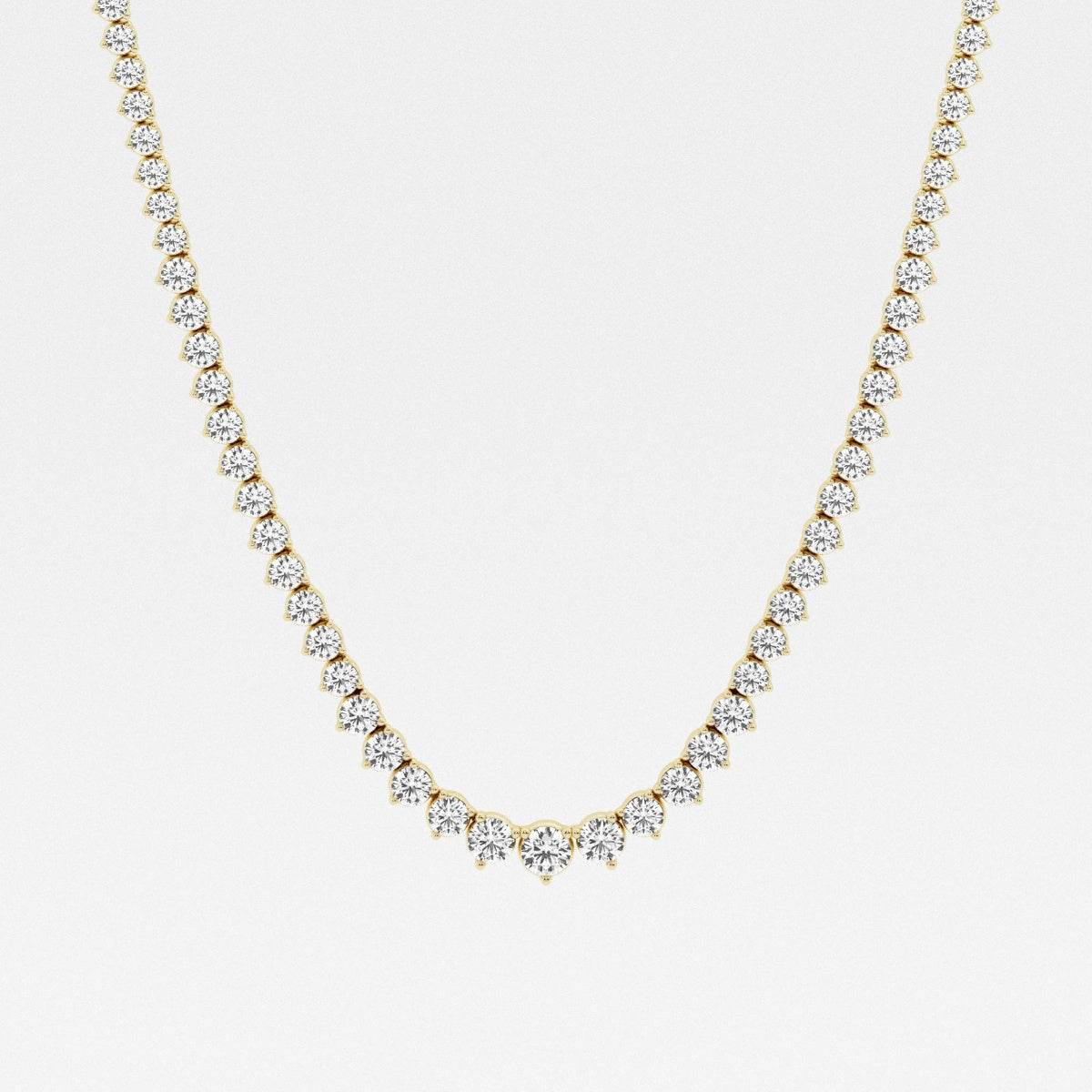 Round Lab Grown Diamond Graduated Riviera Fashion Necklace, EF Color, VS Clarity, IGI Certified