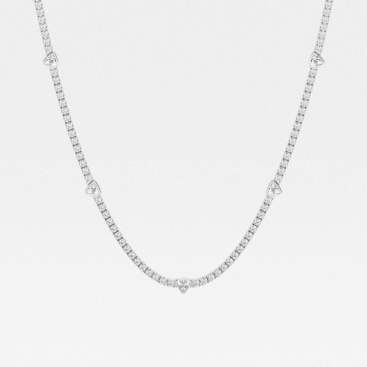Trillion and Round Lab Grown Diamond Station Tennis Necklace, EF Color, VS Clarity, IGI Certified