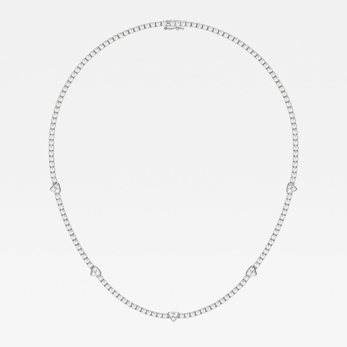 Trillion and Round Lab Grown Diamond Station Tennis Necklace, EF Color, VS Clarity, IGI Certified