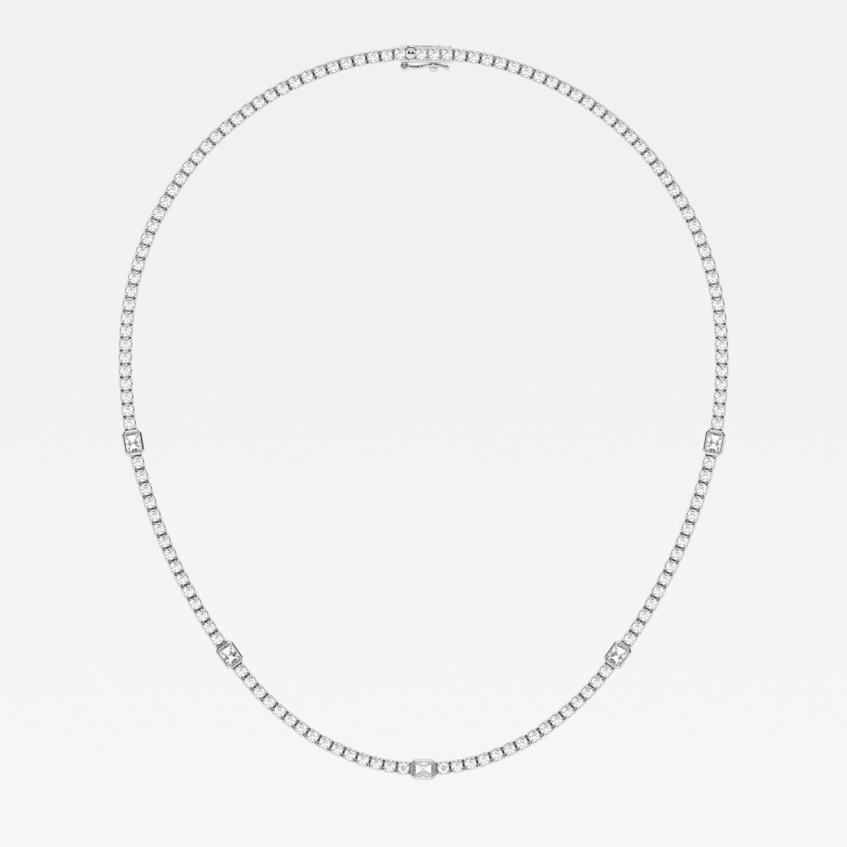 Radiant and Round Lab Grown Diamond Station Tennis Necklace, EF Color, VS Clarity, IGI Certified