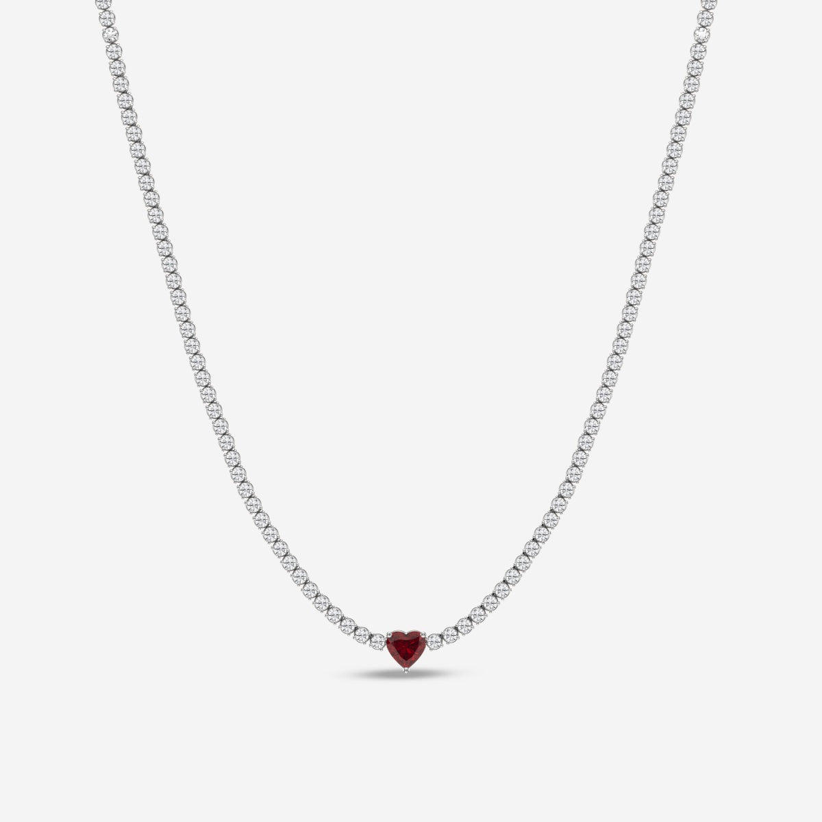 Round And Heart Fancy Vivid Red Lab Grown Diamond Necklace, EF Color, VS Clarity - IGI Certificate