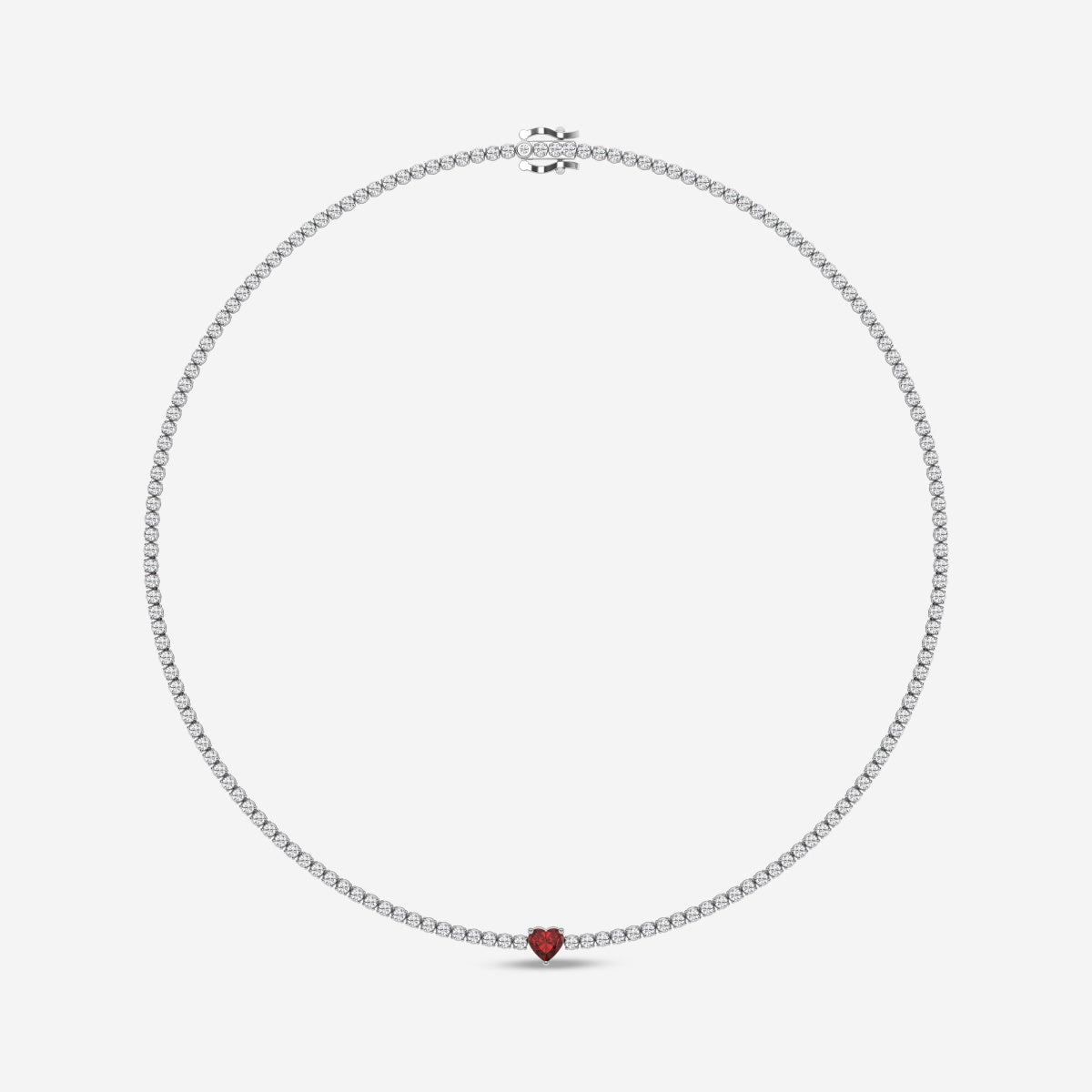 Round And Heart Fancy Vivid Red Lab Grown Diamond Necklace, EF Color, VS Clarity - IGI Certificate