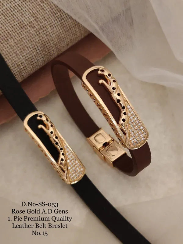 Rose Gold A.D. Gent's Premium Quality Leather Belt Bracelet