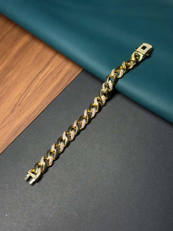 Brass Micro Polish Designer Golden A.D. Gent's Bracelet