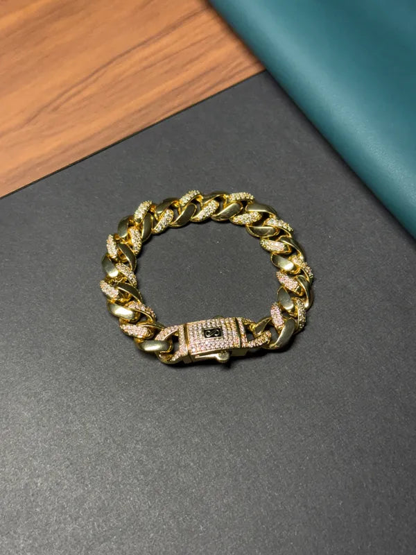 Brass Micro Polish Designer Golden A.D. Gent's Bracelet