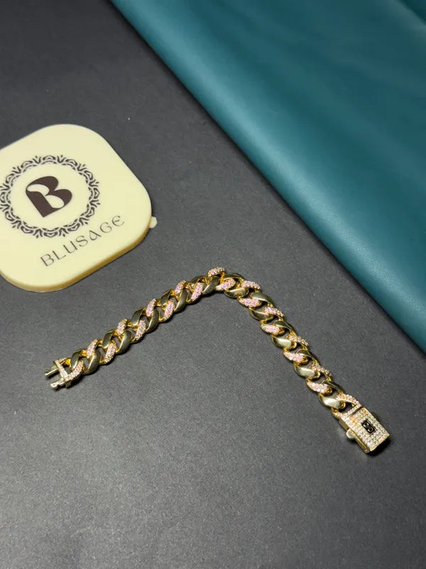 Brass Micro Polish Designer Golden A.D. Gent's Bracelet